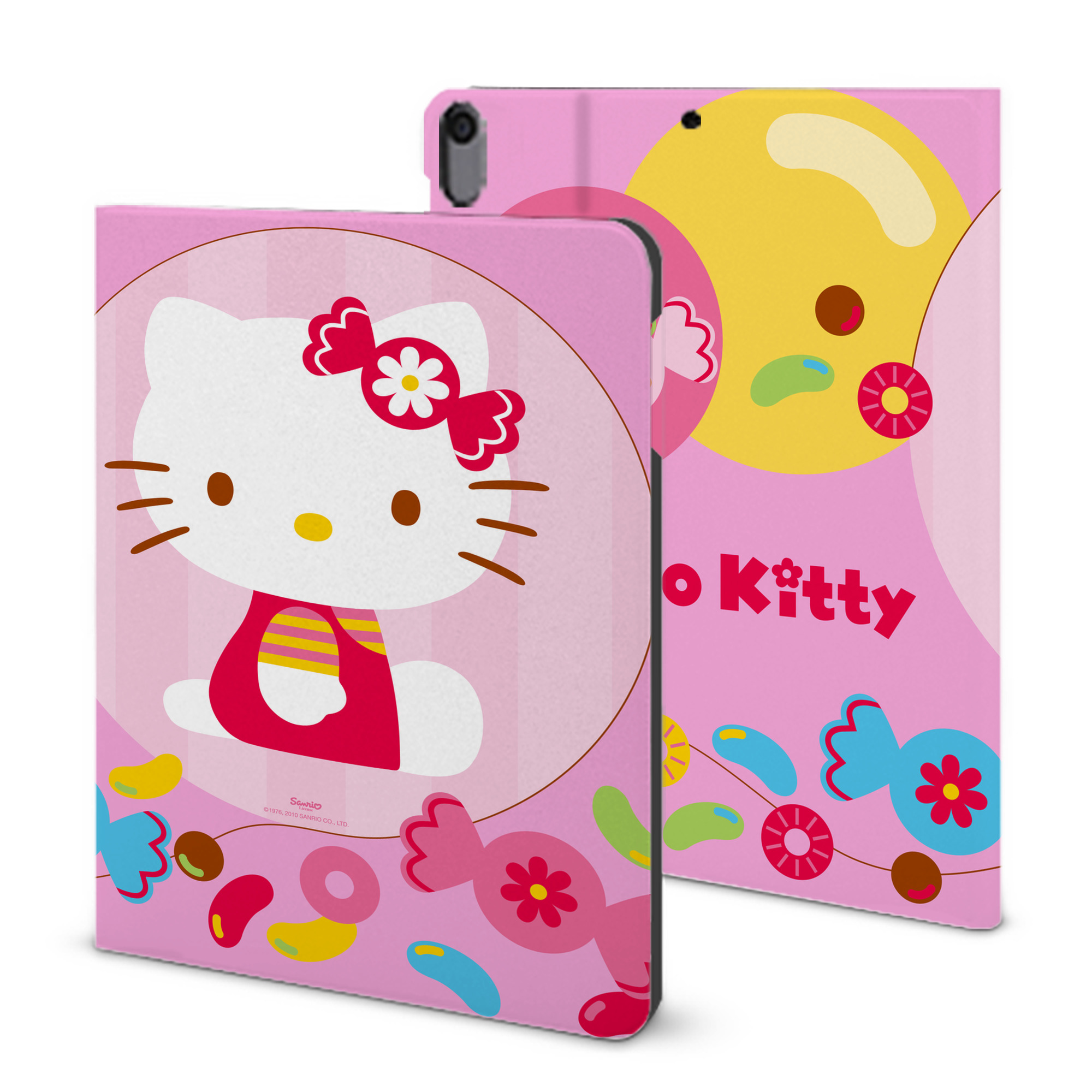 （画像用） Hello Kitty ハローキティ IPad ケース ブック型 PUレザー TPU 耐衝撃 軽量 薄型 ペン収納なし 全面保護 IPad 各モデル対応